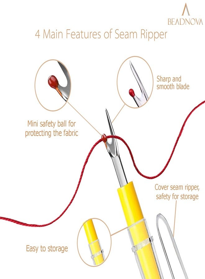 BEADNOVA Seam Ripper 4pcs Stitch Eraser Thread Cutter Small Clothes Tag Remover Seam Rippers for Sewing Crafting Thread Removing (4 Colors) - Image 4